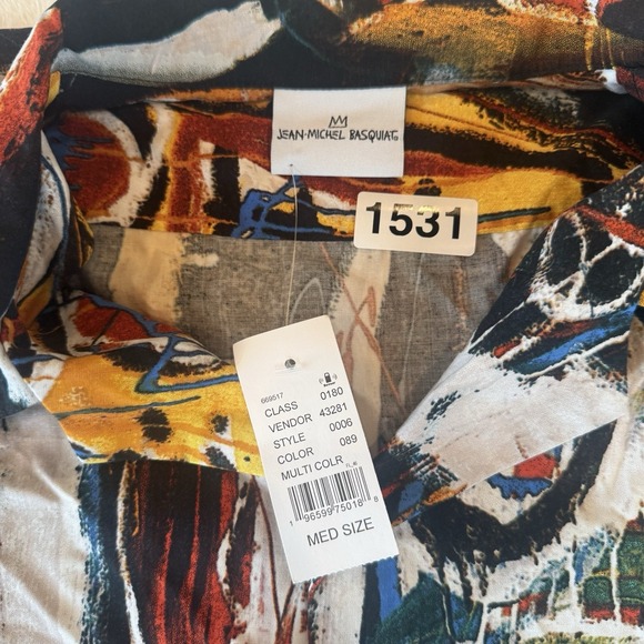 NWT JEAN MICHEL BASQUIAT Medium Licensed Abstract Ripple Junction Viscose Shirt - Picture 3 of 8